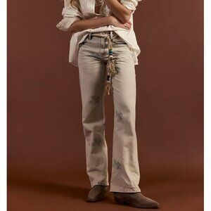 Free People Geranium Slouchy Straight Jeans Womens 25 Boho Hippie Charming